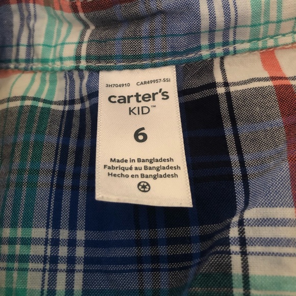 Carter’s Kid long sleeve button down plaid shirt size 6 - Picture 3 of 3